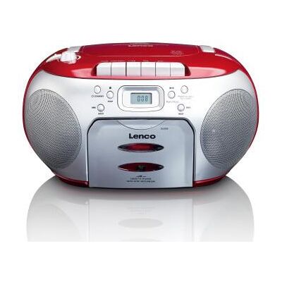 Lenco Bärbar FM-radio CD-kassettspelare Röd Lenco Bärbar FM-radio CD-kassettspelare Röd