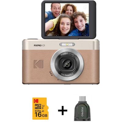 KODAK Digital Camera Pixpro C1 CMOS 4x Digital 13MP Brown - Bundle KODAK Digital Camera Pixpro C1 CMOS 4x Digital 13MP Brown - Bundle