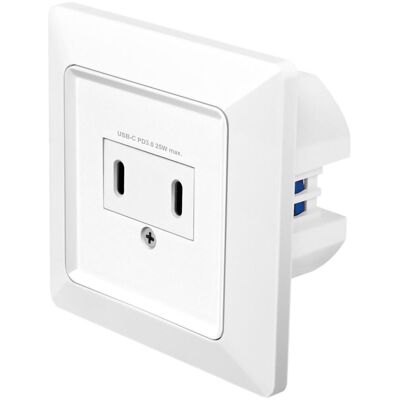 LogiLink: Vägguttag med 2xUSB-C PD 25W LogiLink: Vägguttag med 2xUSB-C PD 25W