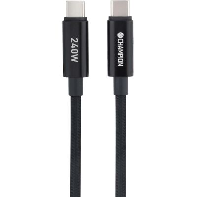 Champion: USB-C Kabel 240W 1m Svart Champion: USB-C Kabel 240W 1m Svart