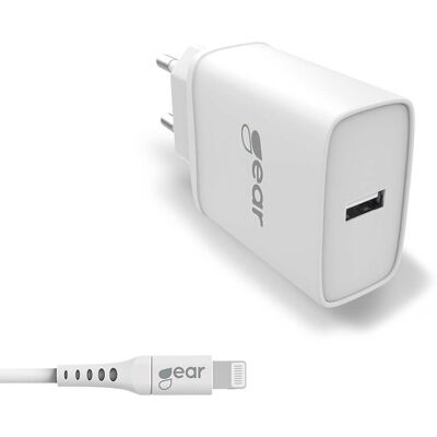 GEAR C89 Laddare - 220V, USB 2.4A, Lightning 1m GEAR C89 Laddare - 220V, USB 2.4A, Lightning 1m