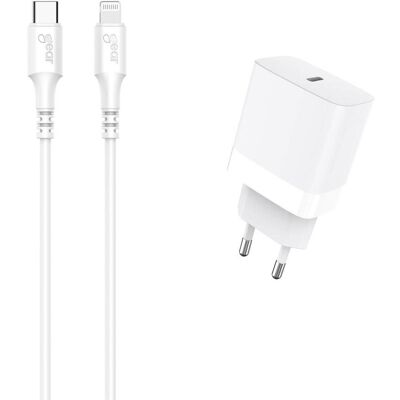 GEAR Laddare C94 - 120-240V, USB-C PD 20W, Lightning till USB-C GEAR Laddare C94 - 120-240V, USB-C PD 20W, Lightning till USB-C