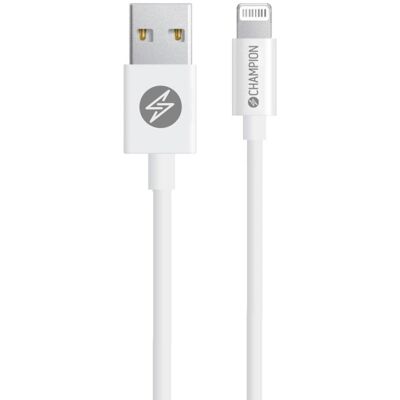 Champion Vit 2m Lightning Kabel - MFi Certifierad Champion Vit 2m Lightning Kabel - MFi Certifierad
