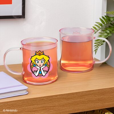 PALADONE Super Mario - Princess Peach Iridescent Glass Mug PALADONE Super Mario - Princess Peach Iridescent Glass Mug