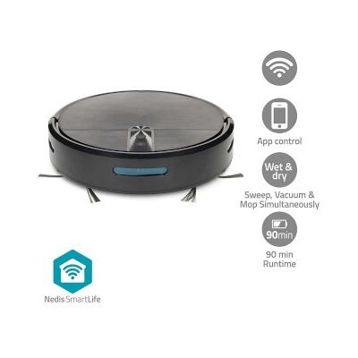 Nedis SmartLife Robot Dammsugare Navigationsmetod: Slumpmässigt Wi-Fi Kapacitet insamlingsreservoir: 0.6 l Automatisk laddning Maximal användningstid: 2 timmar Svart Android(tm) / IOS Nedis SmartLife Robot Dammsugare Navigationsmetod: Slumpmässigt Wi-Fi Kapacitet insamlingsreservoir: 0.6 l Automatisk laddning Maximal användningstid: 2 timmar Svart Android(tm) / IOS