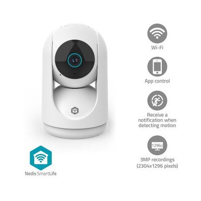 Nedis SmartLife Inomhus Kamera 3MP Full HD 1296p Panorera lutning microSD (ingår inte) / Molnlagring (tillval) / Onvif Nattsikt Vit Nedis SmartLife Inomhus Kamera 3MP Full HD 1296p Panorera lutning microSD (ingår inte) / Molnlagring (tillval) / Onvif Nattsikt Vit