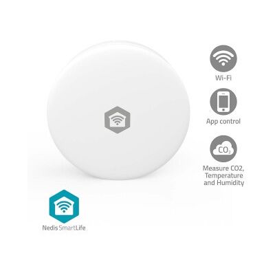 Nedis SmartLife luftkvalitetsmätare Wi-Fi Koldioxid (CO2) / Luftfuktighet / Temperatur Android(tm) / IOS Vit Nedis SmartLife luftkvalitetsmätare Wi-Fi Koldioxid (CO2) / Luftfuktighet / Temperatur Android(tm) / IOS Vit