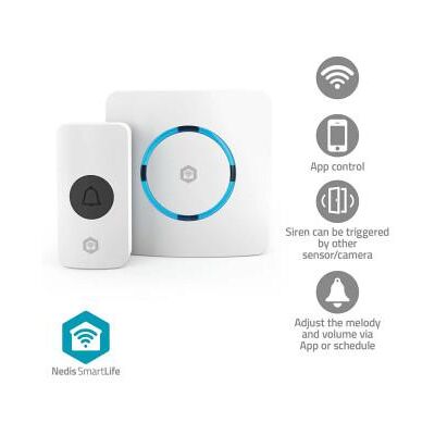 Nedis SmartLife Ringklocka RF, frequency 433 Mhz / Wi-Fi Strömadapter 60 Melodier 100 - 240 V AC Justerbar volym Vit Nedis SmartLife Ringklocka RF, frequency 433 Mhz / Wi-Fi Strömadapter 60 Melodier 100 - 240 V AC Justerbar volym Vit