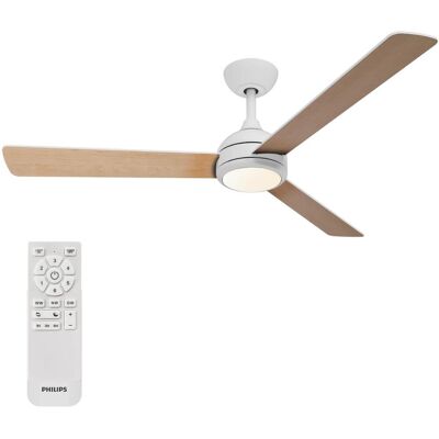 Philips: Velyx Takfläktslampa Ø132 cm Justerbart vitt ljus Vit+Ljust trä Philips: Velyx Takfläktslampa Ø132 cm Justerbart vitt ljus Vit+Ljust trä