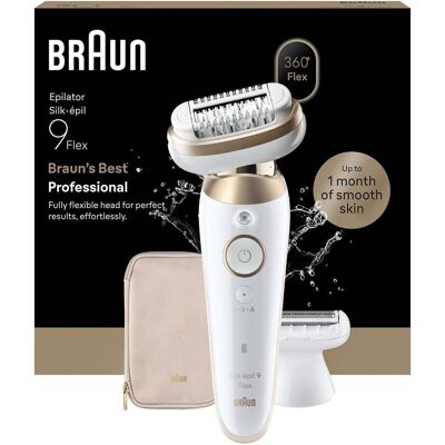 Braun: Epilator Silk·épil 9 Flex Wet & Dry, Långvarigt Slät Hud, 9-030 3D, Guld Braun: Epilator Silk·épil 9 Flex Wet & Dry, Långvarigt Slät Hud, 9-030 3D, Guld