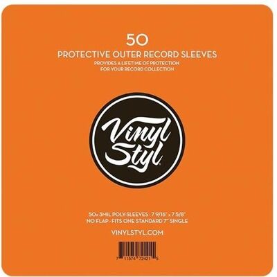 Vinyl Styl: 50 Pack Protective Outer Single Record Sleeves Vinyl Styl: 50 Pack Protective Outer Single Record Sleeves