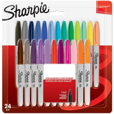 Sharpie - Permanent Marker Fine Assorted Colours 24-Blister Sharpie - Permanent Marker Fine Assorted Colours 24-Blister