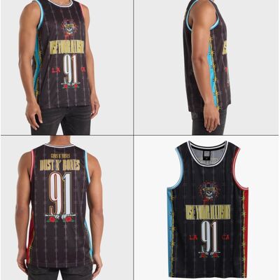 Amplified Gun n Roses: Dust n Bones Black Basketball Jersey X- Small Amplified Gun n Roses: Dust n Bones Black Basketball Jersey X- Small