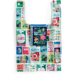 Galison Ever Upward Botanist Bookshelf Packable Nylon Tote Bag Galison Ever Upward Botanist Bookshelf Packable Nylon Tote Bag