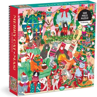 Galison Merry Catmas! 500 Piece Family Puzzle Galison Merry Catmas! 500 Piece Family Puzzle