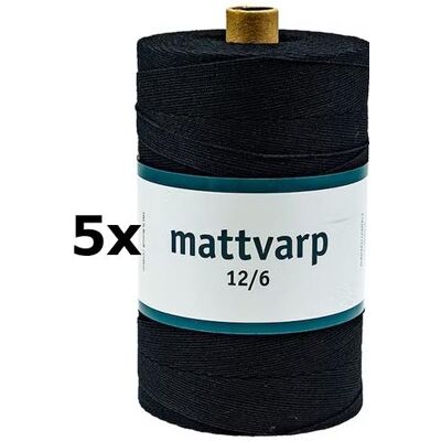 Hobby365 - 5 st. rullar Extra stark Polyester och bomull mattvarp 12/6 Svart - 500 gr / rulle Hobby365 - 5 st. rullar Extra stark Polyester och bomull mattvarp 12/6 Svart - 500 gr / rulle