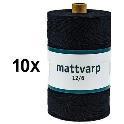 Hobby365 - 10 st. rullar Extra stark Polyester och bomull Mattvarp 12/6 Svart - 500 gr / rulle Hobby365 - 10 st. rullar Extra stark Polyester och bomull Mattvarp 12/6 Svart - 500 gr / rulle