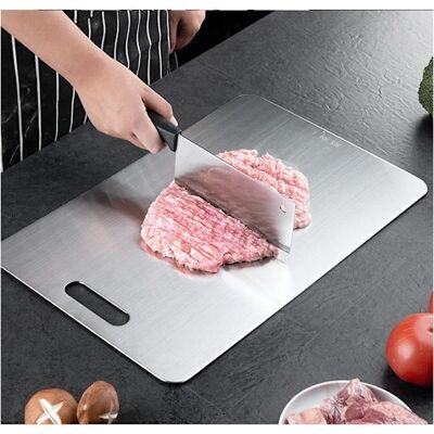 Titanskärbräda, rostfritt stål skärbräda, dubbelsidig titan för att skära kött, skärbräda för frukt, 34x23cm Titanskärbräda, rostfritt stål skärbräda, dubbelsidig titan för att skära kött, skärbräda för frukt, 34x23cm