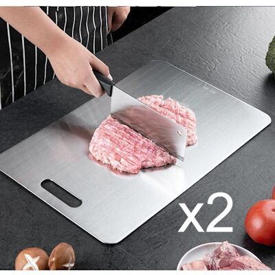 2 x Titanskärbrädor, rostfritt stål skärbräda, dubbelsidig titan för att skära kött, skärbräda för frukt, 34x23cm 2 x Titanskärbrädor, rostfritt stål skärbräda, dubbelsidig titan för att skära kött, skärbräda för frukt, 34x23cm