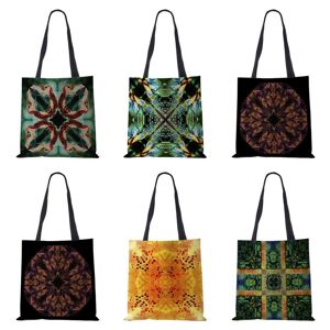 KaiTingu Abstract Art Print Shopping Bags Women Folding Reusable Customize Tote Shoulder Bag Eco-friendly Canvas Groceries Handbags 2022