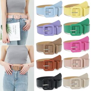 Candy Color Luxury Design Square Buckle Waistband Leather Belt Thin Waist Strap Trouser Dress Belts