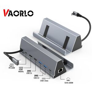 VAORLO Steam Deck Docking Station TV Base Stand 7 in 1 Hub Aluminum Alloy Holder Dock 60Hz HDMI-compatible USB-C For Steam Deck Console