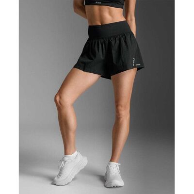 2XU Aero Hi-Rise 2-in-1 3'' Shorts (dam) - Black/Silver Reflective, S 2XU Aero Hi-Rise 2-in-1 3'' Shorts (dam) - Black/Silver Reflective, S