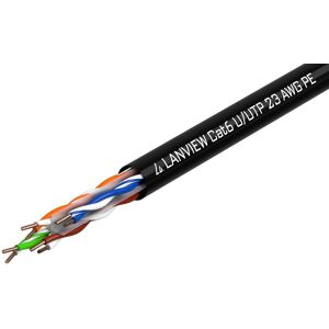 Lanview Cat6 Utomhus Nätverkskabel U-UTP 305 m Svart