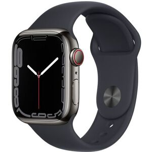 Apple Watch Series 7 Rostfritt stål 41 mm (2021)   GPS + Cellular   grafit   Sportband Midnattsblå