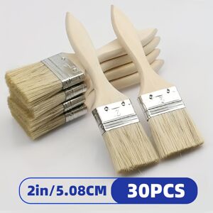 TEMU Brush Set - 30pcs, 2-inch Brushes For Art, Crafts, Painting, Glue Application, Wooden Handle, Indoor & Outdoor Use, And Maintenance - 5.08 cm