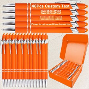 TEMU Customized Orange Ballpoint Pens In 48pcs, Sunshine Orange Laser Engraved Commemorative Message Gift Pen Advertising Marketing