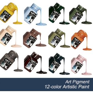 TEMU 12 Colors Premium Water-based Vinyl Paint Set 30 Ml Non-flammable Flexible Paint For Textiles, Leather, Furniture, Walls, Gardens Decoration - Retro Art Pigment