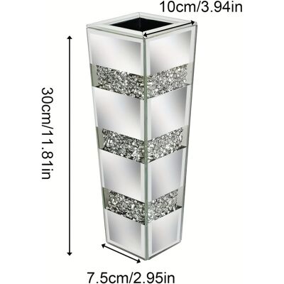 TEMU Silvery Crushed Diamonds Table Floor Vase Decorative Mirrored Flower Vase Stylish Table Centerpiece For Dried Flowers Holding - 7.5x30cm TEMU Silvery Crushed Diamonds Table Floor Vase Decorative Mirrored Flower Vase Stylish Table Centerpiece For Dried Flowers Holding - 7.5x30cm