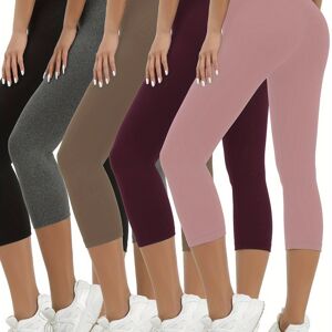 TEMU 5 Pack Women' Soft High-elastic Capri Leggings - Full Coverage No Workout Pants, Solid Color Athletic Yoga Running Capris, Machine Washable Summer Activewear (non-sheer Gym Pants) 5pcs Bulk Pack - XL(16)