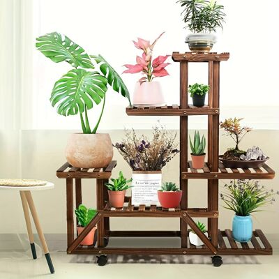 TEMU 6-tier Large Size Flower Planter Rack Plant Stand With Wheels Garden Decor Planter Display Pine Wood For Patio, , Balcony, Indoor, Outdoor Decor, Standing Shelf, Standing Shelf TEMU 6-tier Large Size Flower Planter Rack Plant Stand With Wheels Garden Decor Planter Display Pine Wood For Patio, , Balcony, Indoor, Outdoor Decor, Standing Shelf, Standing Shelf
