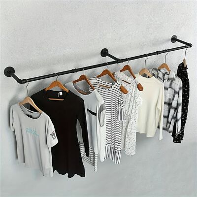 TEMU Sturdy Clothing Rack Made Of Industrial Pipes, Designed For Hanging Garments. This Wall-mounted Is Perfect For Laundry Rooms, Living Rooms, And Bedrooms. TEMU Sturdy Clothing Rack Made Of Industrial Pipes, Designed For Hanging Garments. This Wall-mounted Is Perfect For Laundry Rooms, Living Rooms, And Bedrooms.