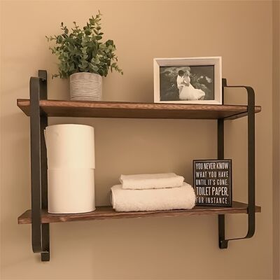TEMU 2 Tiers Rustic Floating Shelves Wooden Wall Mounted Shelf Display Rack For Bedroom, Living Room, Bathroom, Kitchen, Floating Shelves TEMU 2 Tiers Rustic Floating Shelves Wooden Wall Mounted Shelf Display Rack For Bedroom, Living Room, Bathroom, Kitchen, Floating Shelves