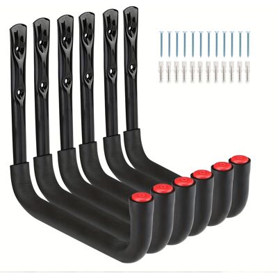 TEMU 9.8inch 2, 4, 6pcs J Hooks, Garage Storage Jumbo Arm Hook Heavy Duty Wall Mount Organizer Utility Garden Hanger With Eva Protector, Bicycle, Seat, Ladderhooks - 23cm X 25cm TEMU 9.8inch 2, 4, 6pcs J Hooks, Garage Storage Jumbo Arm Hook Heavy Duty Wall Mount Organizer Utility Garden Hanger With Eva Protector, Bicycle, Seat, Ladderhooks - 23cm X 25cm