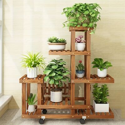 TEMU Tall Rolling Wooden Plant Stand Flower Pot Holder Display Shelf For Home Garden Patio Flower Shop TEMU Tall Rolling Wooden Plant Stand Flower Pot Holder Display Shelf For Home Garden Patio Flower Shop