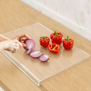 JUN SHENG HONG TEMU Kitchen Cutting Board Acrylic Cutting Board With Counter Edge Non-slip Transparent Cutting Protect The Kitchen Counter Dining Cutting Board