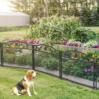 TEMU 5pcs Garden Fence Metal Wire Panel Heavy Duty Pet Dog Fencing Border Edge TEMU 5pcs Garden Fence Metal Wire Panel Heavy Duty Pet Dog Fencing Border Edge