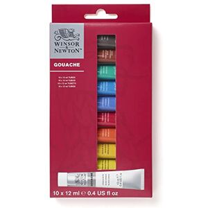 Winsor & Newton 0890001 Gouache nybörjarset, levande matta gouachfärger i 12 ml tuber – 10 färger