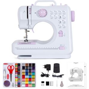 Todeco Bärbar symaskin med låda, nybörjare symaskin med 12 syprogram, med sykit och pedaler, lila Todeco Bärbar symaskin med låda, nybörjare symaskin med 12 syprogram, med sykit och pedaler, lila