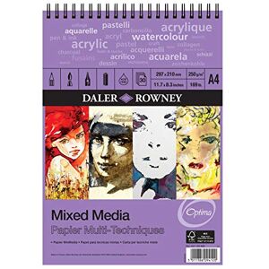 Daler Rowney Daler-Rowney Optima lätt texturerad 250 gsm A4 spiralblock för blandade medier, 30 vita ark, perfekt för professionella konstnärer och studenter Daler Rowney Daler-Rowney Optima lätt texturerad 250 gsm A4 spiralblock för blandade medier, 30 vita ark, perfekt för professionella konstnärer och studenter
