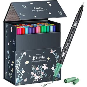 Ohuhu 100 färger, färgpenna, akvarellpennor, dubbelspetspenna, vattenbaserad markör, för mandala, kalligrafi, skissning, målarbok, icke-blekning giftfri