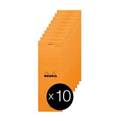 Rhodia 8600C häftade anteckningsblock nr 8 orange shopping 7,4 x 21 cm linjerad 80 löstagbara ark Clairefontaine 80G papper belagd kort omslag förpackning med 10 block Rhodia 8600C häftade anteckningsblock nr 8 orange shopping 7,4 x 21 cm linjerad 80 löstagbara ark Clairefontaine 80G papper belagd kort omslag förpackning med 10 block