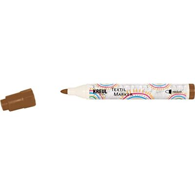 KREUL 90764 – textilmärkpenna medium, brun, linjebredd ca 2 till 4 mm, tygmålningspenna för ljusa tyger och textilier, tvättbar efter fixering KREUL 90764 – textilmärkpenna medium, brun, linjebredd ca 2 till 4 mm, tygmålningspenna för ljusa tyger och textilier, tvättbar efter fixering