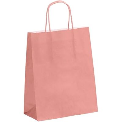 Viquel Kraft-väska liten storlek, 18 x 24 x 8 cm kraftpåse med rosa tvinnat handtag set med 50 papperspåsar puderrosa Viquel Kraft-väska liten storlek, 18 x 24 x 8 cm kraftpåse med rosa tvinnat handtag set med 50 papperspåsar puderrosa