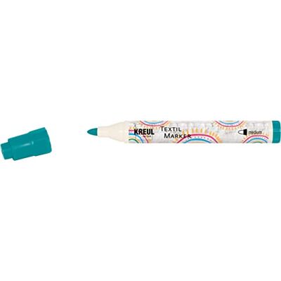 KREUL 90774 – textilmärkpenna medium, turkos, med stor okänslig fiberspets, linjetjocklek ca 2 till 4 mm, tygmålningspenna för ljusa tyger och textilier, tvättbar efter fixering KREUL 90774 – textilmärkpenna medium, turkos, med stor okänslig fiberspets, linjetjocklek ca 2 till 4 mm, tygmålningspenna för ljusa tyger och textilier, tvättbar efter fixering
