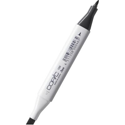 Copic Klassisk markeringstyp – 100, svart, professionell layoutmarkör, alkoholbaserad, med en bred och en fin spets Copic Klassisk markeringstyp – 100, svart, professionell layoutmarkör, alkoholbaserad, med en bred och en fin spets